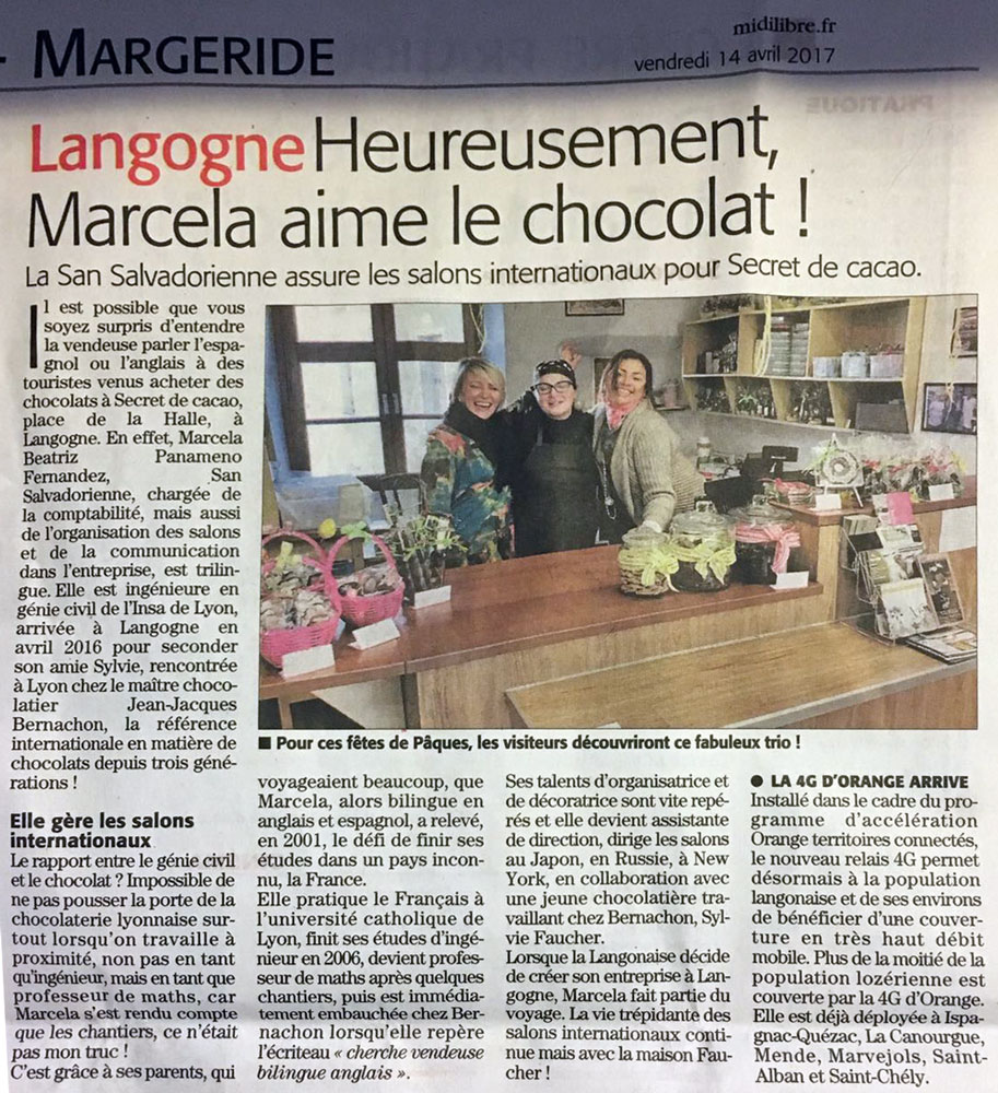 Article de presse sur Secret de Cacao