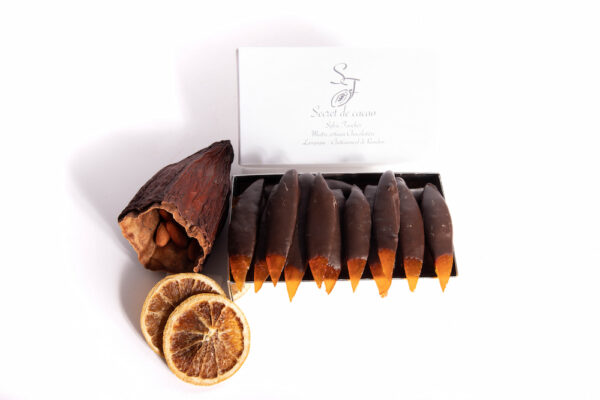 Ballotins oranges confites, Secret de Sacao par Sylvie Faucher, maitre chocolatier en Lozère