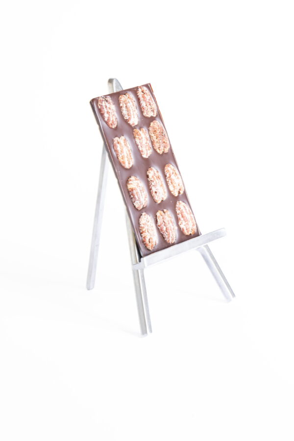 Tablette Noir aux noix de pécan caramélisées, Secret de Cacao par Sylvie Faucher, artisan chocolatier en Lozère